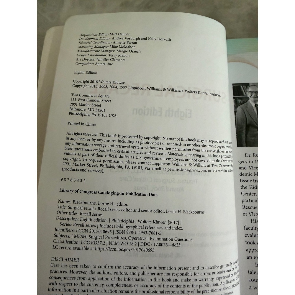 Wolters Kluwer Surgical Recall 8th Edition Lorne Blackbourne Paper Back - Picture 7 of 12